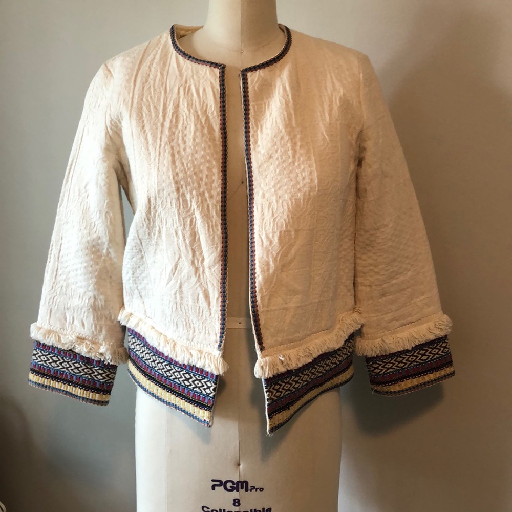 ZARA cropped embroidered jacket